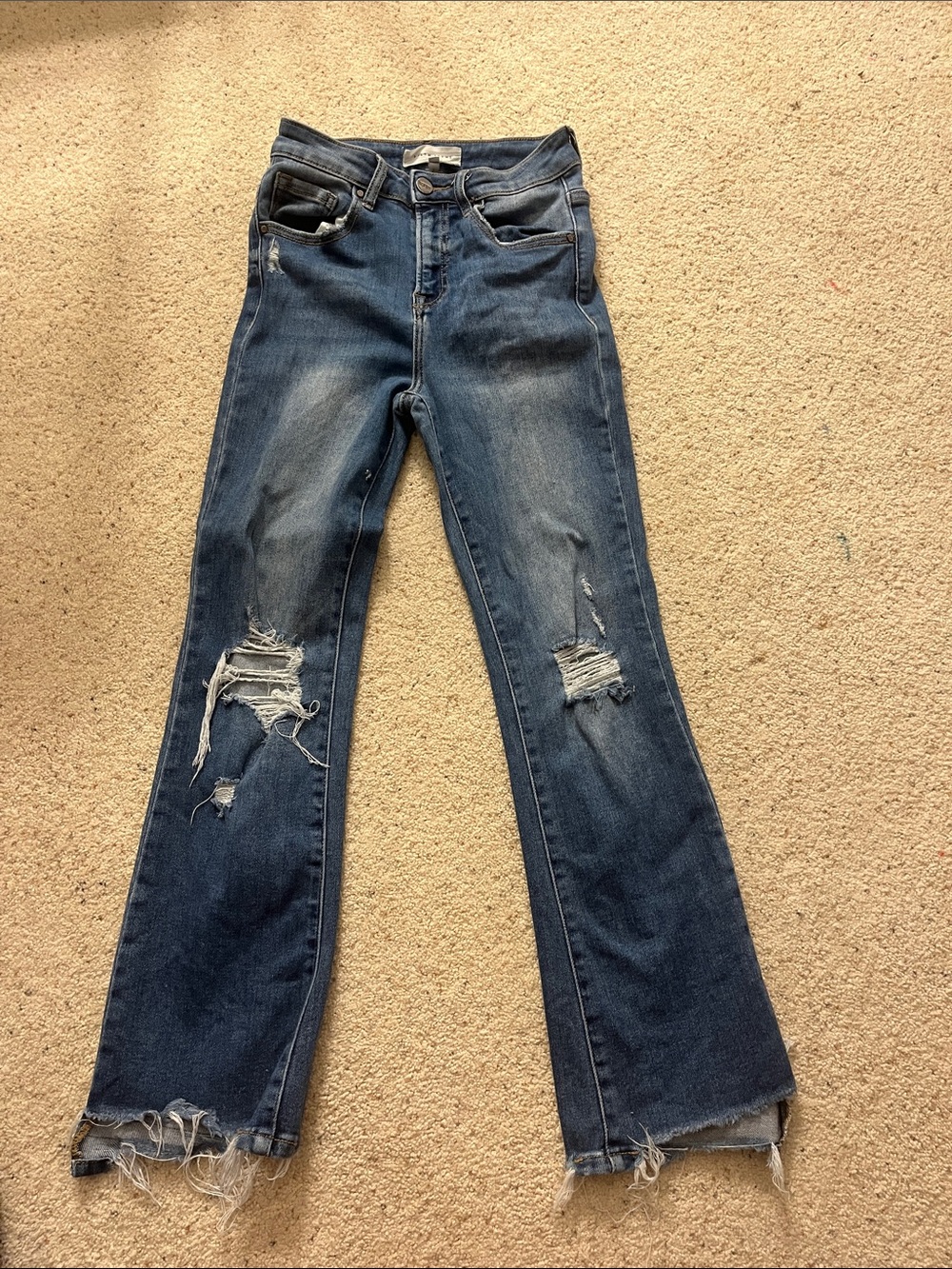 Women's Distressed Dark Wash Flare Jeans